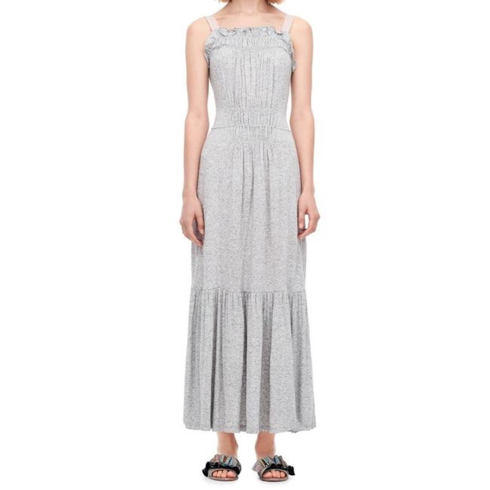Rebecca Taylor XS Jersey Maxi Dress Grey Tiered